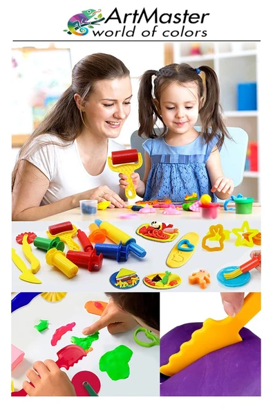 Renkli Oyun Hamuru Enjektör Seti 4 lü 1 Paket 4 Çeşit Enjektör Oyun Hamuru Kalıbı Okul Öncesi Kreş Etkinlik Aktivite - 3