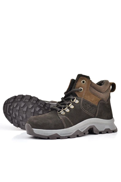 Rakerplus Hakiki Deri Kahverengi Fermuarlı Trekking Çocuk Bot - Resim 6