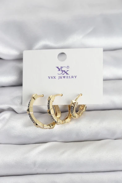 Gold Renk Zirkon Taşlı Kadın Küpe - TJ-BKP11342 ürün görseli