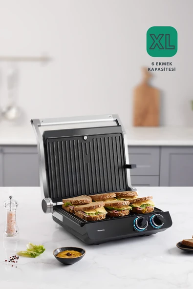 HOMEND Grilliant 1342h 3 In 1 Inox Gövde Çift Taraflı XL Döküm Plaka Tost Ve Izgara Makinesi ürün görseli