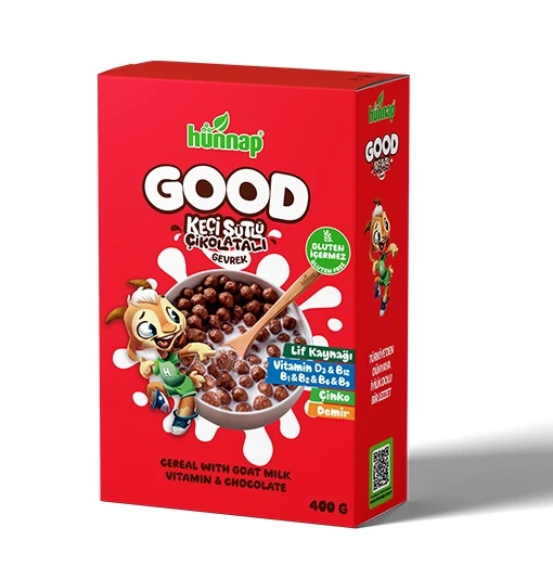 Hünnap Keçi Sütlü Çikolata ve Vitamin Tahıllı Glutensiz Gevrek 400 Gr