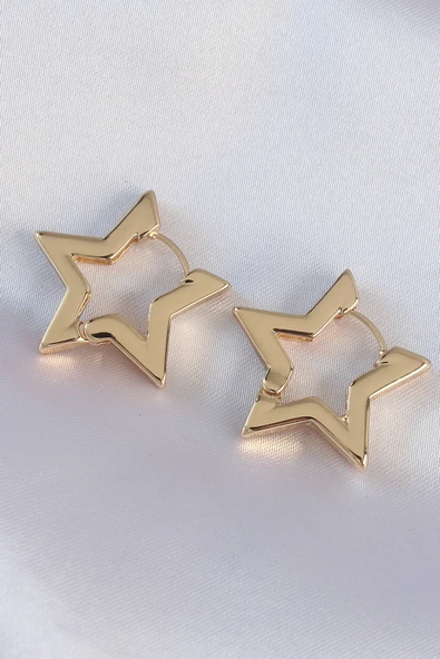 Pirinç Gold Renk Yıldız Küpe - TJ-BKP8982