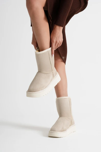 Asina Kadın Bej Kışlık Kürklü Bot - 2