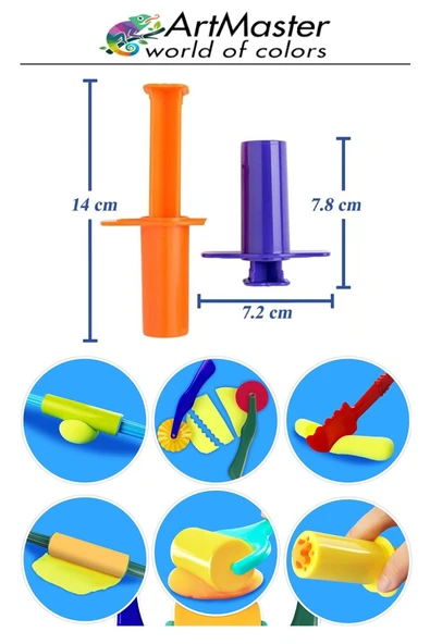 Renkli Oyun Hamuru Enjektör Seti 4 lü 1 Paket 4 Çeşit Enjektör Oyun Hamuru Kalıbı Okul Öncesi Kreş Etkinlik Aktivite - 2