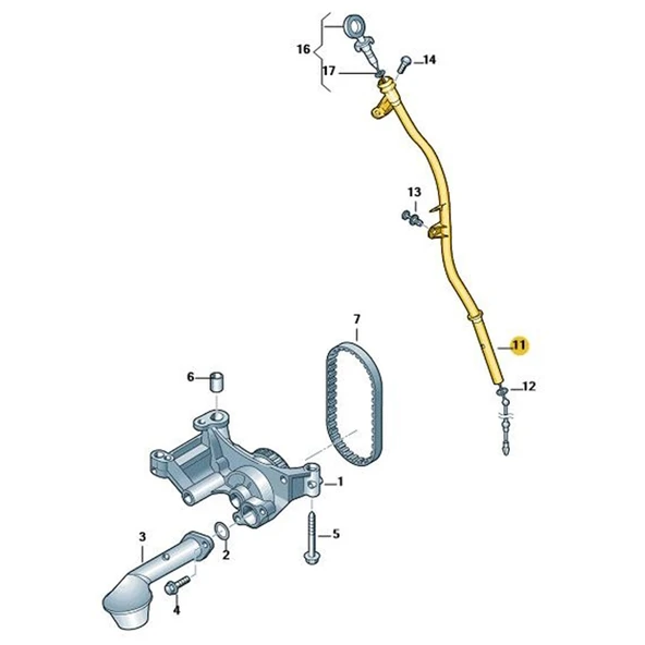Seat Altea XL 2008-2015 1.6 TDİ CAY Motor Yağ Çubuk Borusu 03L103634G - 3