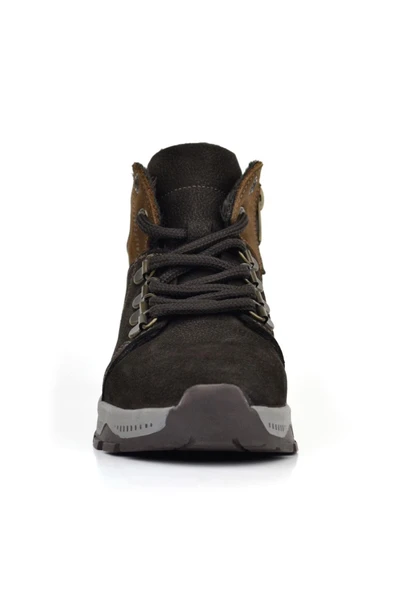 Rakerplus Hakiki Deri Kahverengi Fermuarlı Trekking Çocuk Bot - Resim 3