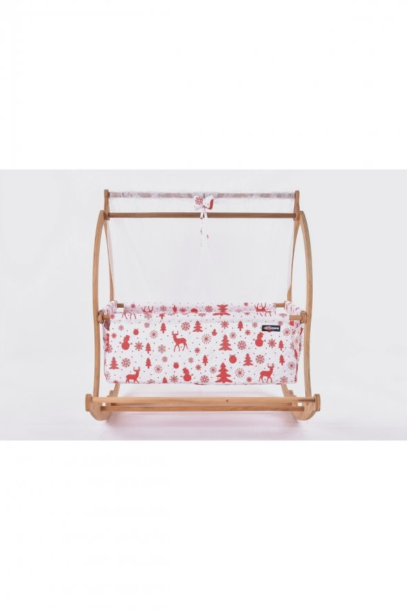 Cansu Serisi Anne Yanı, Yerde Sallamalı Bebek Beşiği / Kırmızı Kar Tanesi (Christmas Miracle Red) - 2