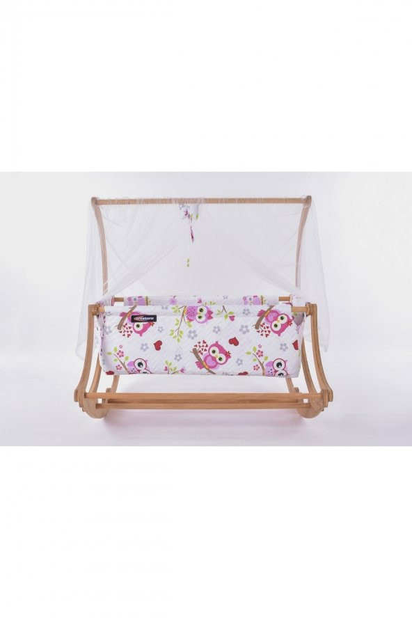 Biray Serisi Anne Yanı, Yerde Sallamalı Bebek Beşiği / Pembe Baykuş (Coy Owls) - 2