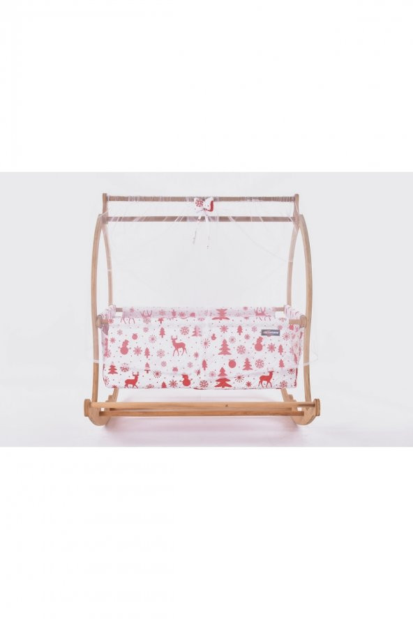 Cansu Serisi Anne Yanı, Yerde Sallamalı Bebek Beşiği / Kırmızı Kar Tanesi (Christmas Miracle Red) - 3