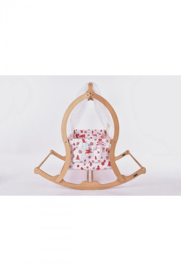 Cansu Serisi Anne Yanı, Yerde Sallamalı Bebek Beşiği / Kırmızı Kar Tanesi (Christmas Miracle Red) - 4