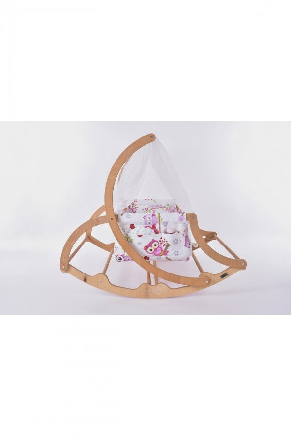 Biray Serisi Anne Yanı, Yerde Sallamalı Bebek Beşiği / Pembe Baykuş (Coy Owls) - 4