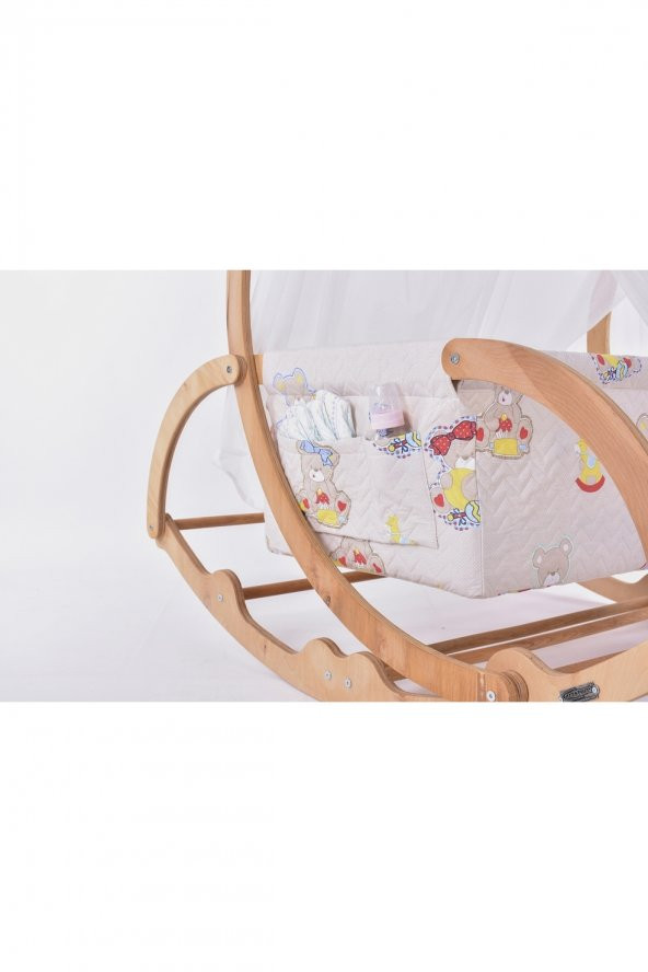 Ayzer Serisi Anne Yanı, Yerde Sallamalı Bebek Beşiği / Yavru Ayıcık Bej Zeminli (Rascal Cub brown) - 5