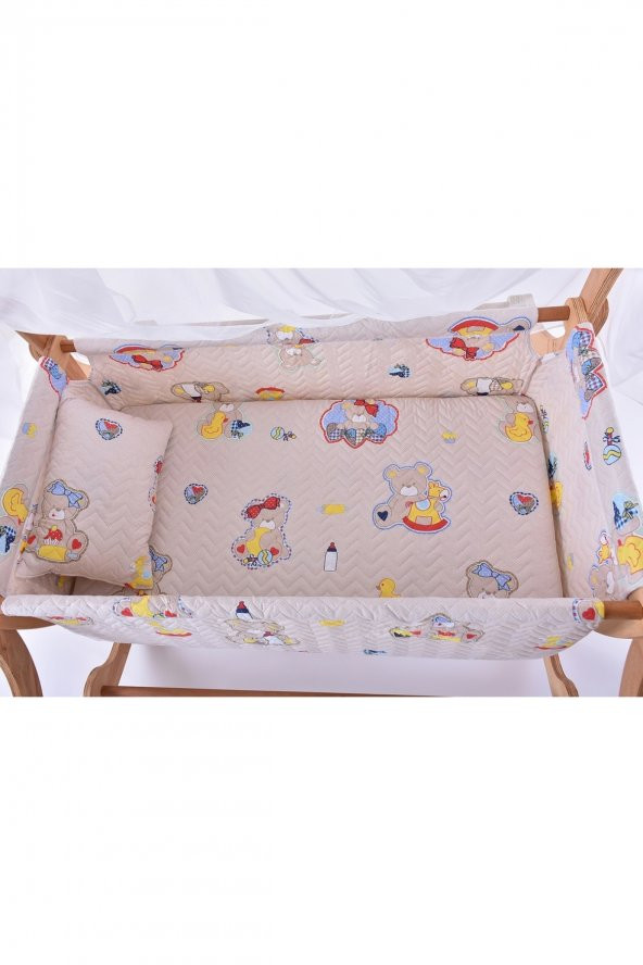 Ayzer Serisi Anne Yanı, Yerde Sallamalı Bebek Beşiği / Yavru Ayıcık Bej Zeminli (Rascal Cub brown) - 6
