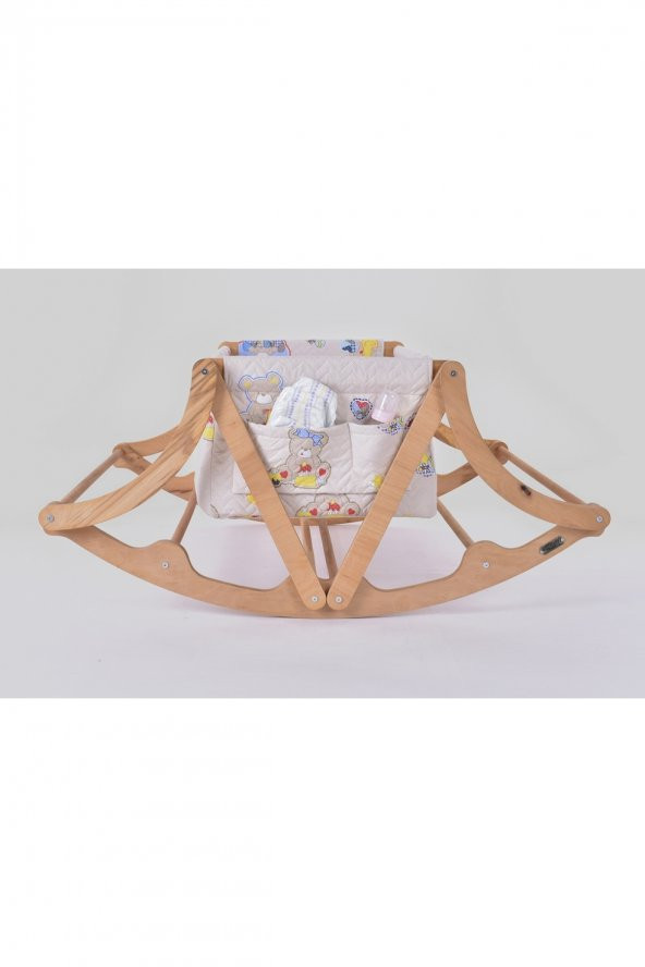 Feyzan Serisi Anne Yanı, Yerde Sallamalı Bebek Beşiği / Yavru Ayıcık Bej Zeminli (Rascal Cub brown) - 3