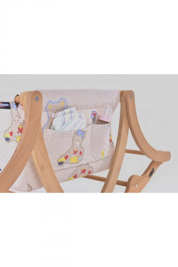 Ferzane Serisi Anne Yanı, Yerde Sallamalı Bebek Beşiği / Yavru Ayıcık Bej Zeminli (Rascal Cub brown) - 4