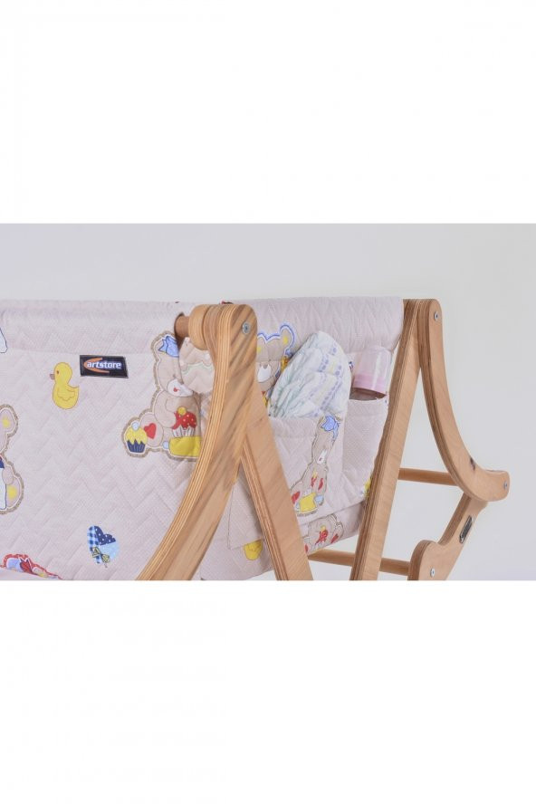 Feyzan Serisi Anne Yanı, Yerde Sallamalı Bebek Beşiği / Yavru Ayıcık Bej Zeminli (Rascal Cub brown) - 4