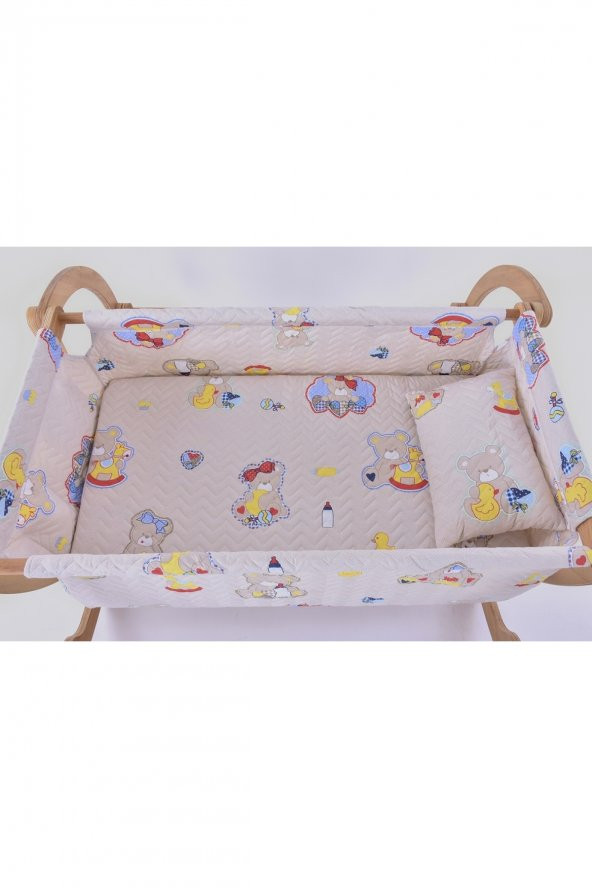 Ferzane Serisi Anne Yanı, Yerde Sallamalı Bebek Beşiği / Yavru Ayıcık Bej Zeminli (Rascal Cub brown) - 5