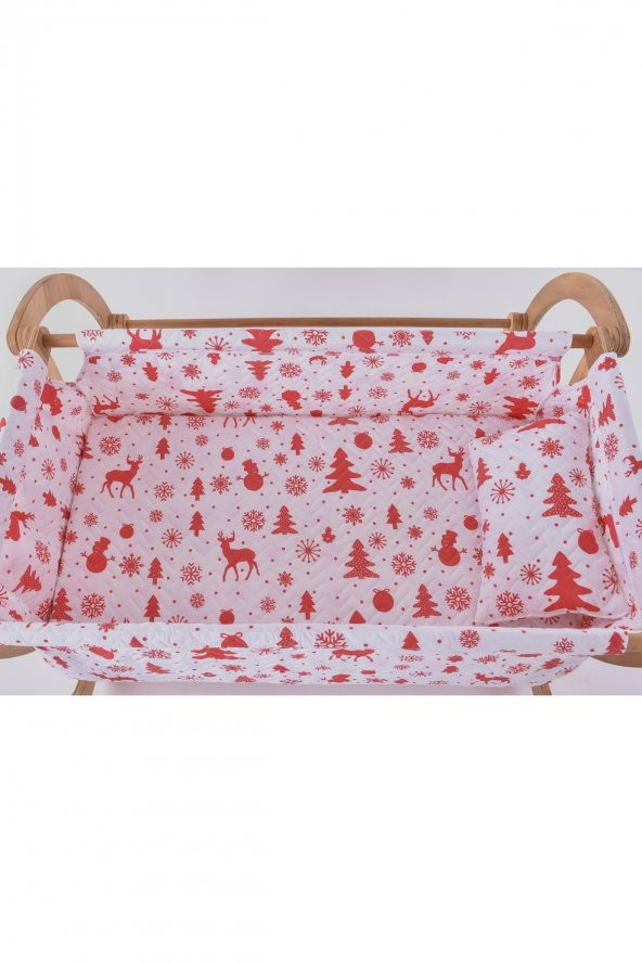 Erden Serisi Anne Yanı, Yerde Sallamalı Bebek Beşiği / Kırmızı Kar Tanesi (Christmas Miracle Red) - 5