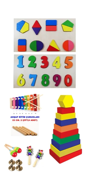 29 Adet Ahşap Anaokulu Montessori Eğitici Kavram Oyuncakları Seti - 7