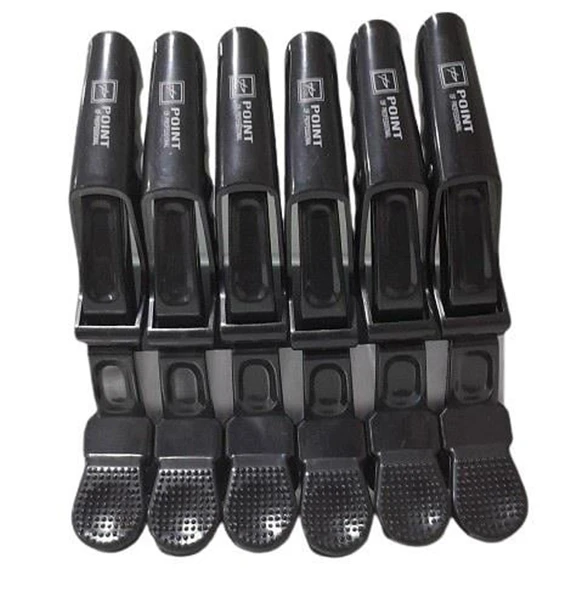 Point Kesim Pensi Plastik 6 lı Siyah Cck-0029 - Büyük Saç Pens ürün görseli 1