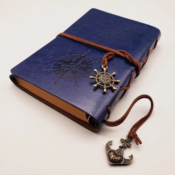 Lacivert Pusula Deri Defter