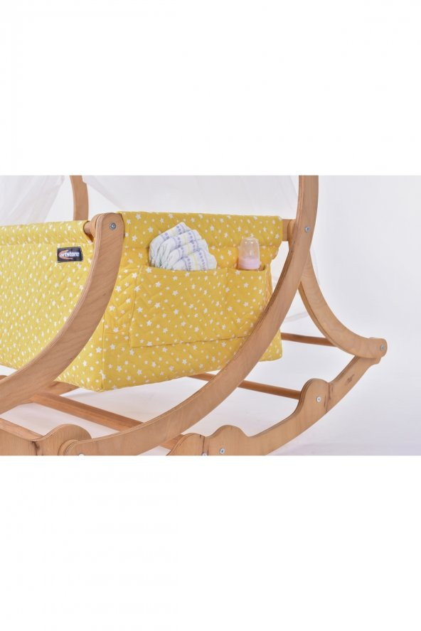 Lenazir Serisi Anne Yanı, Yerde Sallamalı Bebek Beşiği / Sarı Yıldızlar (Little Stars Yellow) - 5