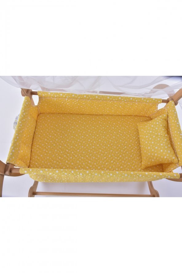 Lenazir Serisi Anne Yanı, Yerde Sallamalı Bebek Beşiği / Sarı Yıldızlar (Little Stars Yellow) - 6