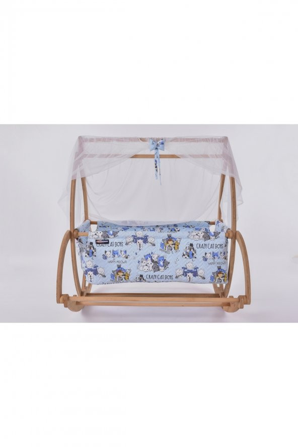 Tuana Serisi Anne Yanı, Yerde Sallamalı Bebek Beşiği / Mavi Çılgın Kediler (Crazy Cat Boys Blue) - 2