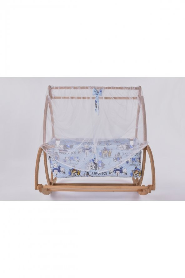 Tuana Serisi Anne Yanı, Yerde Sallamalı Bebek Beşiği / Mavi Çılgın Kediler (Crazy Cat Boys Blue) - 3