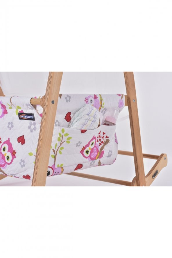 Özcan Serisi Anne Yanı, Yerde Sallamalı Bebek Beşiği / Pembe Baykuş (Coy Owls) - 5