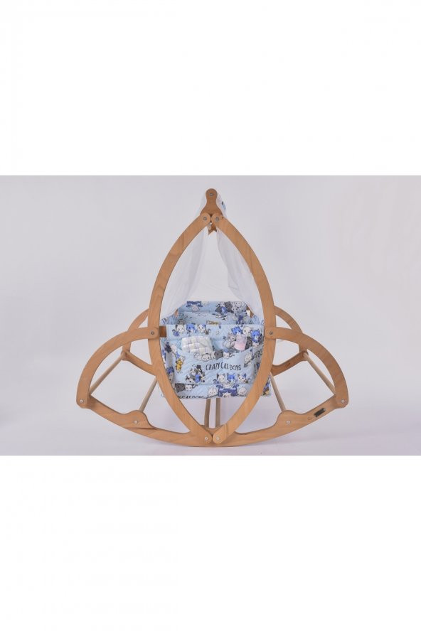 Tuana Serisi Anne Yanı, Yerde Sallamalı Bebek Beşiği / Mavi Çılgın Kediler (Crazy Cat Boys Blue) - 4