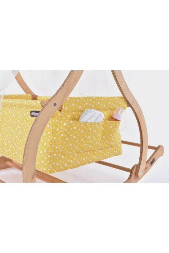 Revan Serisi Anne Yanı, Yerde Sallamalı Bebek Beşiği / Sarı Yıldızlar (Little Stars Yellow) - 5