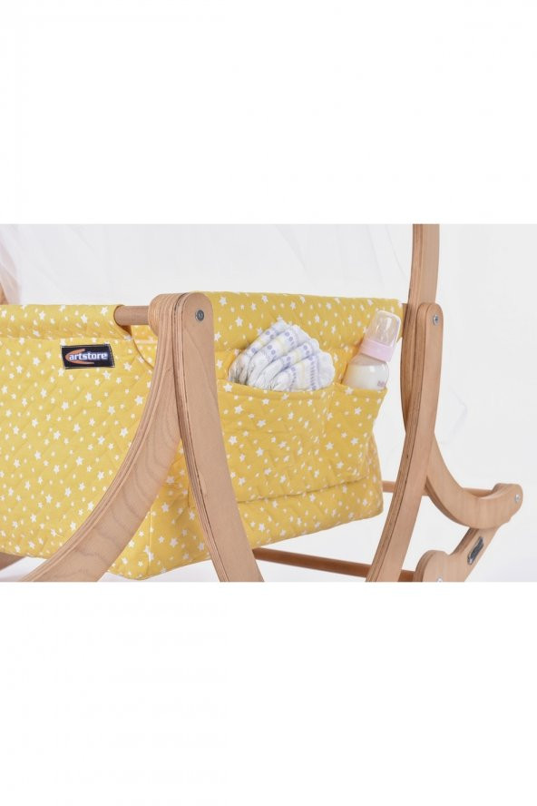 Yakut Serisi Anne Yanı, Yerde Sallamalı Bebek Beşiği / Sarı Yıldızlar (Little Stars Yellow) - 5