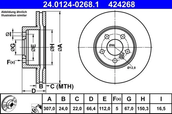 Bmw Fren Diski On Bmw G20 G21 17> - Ate 24 0124-0268 1 - Resim 1