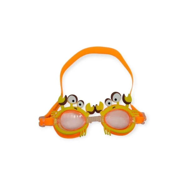 Bermuda Çocuk Yüzücü Gözlüğü Silikon Taşıma Çantalı Turuncu Yengeç - 9014