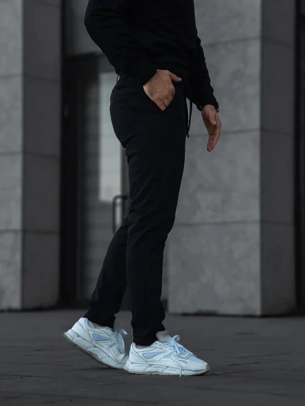 Erkek Diagonel Mikro dokulu Cepli Pantolon - Siyah - Resim 5