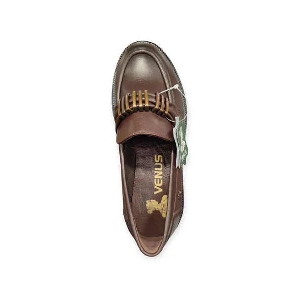 VENÜS 2411551K KALIN TABAN TOKALI LOAFER DERİ KADIN AYAKKABI - Resim 6