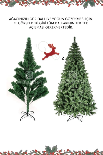 Waldern Kırmızı Yılbaşı Çam Ağacı 180 Cm 620 Dal - Resim 4