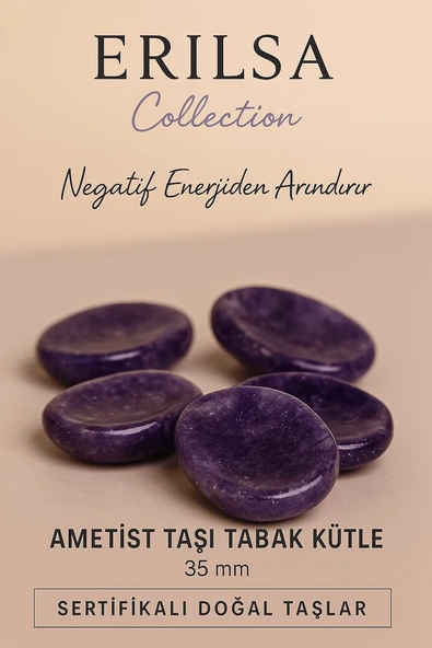 Sertifikalı Ametist Taşı Kase Kütle 35 mm - Doğal Negatif Enerjiden Arındıran Taş ürün görseli