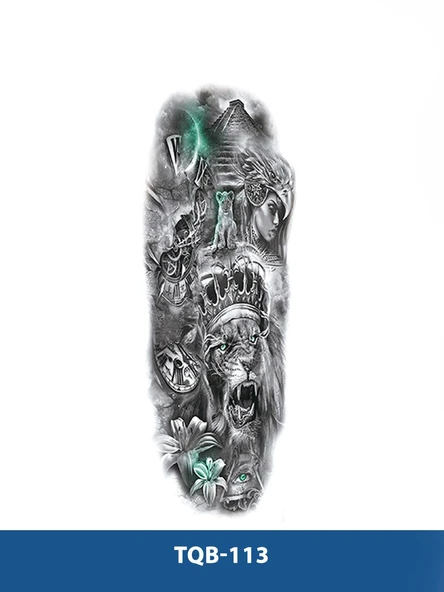 TQB-113 KRAL ASLAN  DESEN GEÇİCİ KOL DÖVMESİ-TATTO ürün görseli