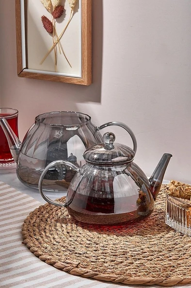 Perotti Vitor Füme Borosilikat Cam Çaydanlık 800ML + 1.5L 16482 - Resim 2