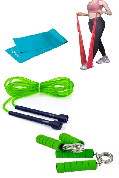 Kondisyon Fitnes Spor Atlama Ipi Pilates Egzersiz Direnç Bandı El Parmak Güçlendirme El Yayı 3lü Set - Resim 2