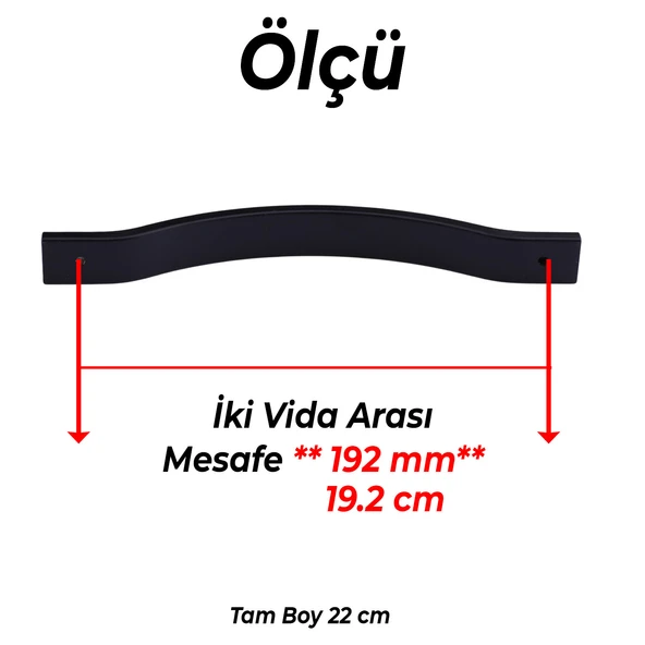 Mobilya Kulpu Çizgili Model Dayanıklı Uzun Ömürlü Modern Tasarım Siyah Çizgili Metal 192 mm - Resim 2