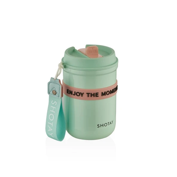 Shotay Strow Coffe Çelik Mug.410 Ml. Yeşil SHT-ST-8136 ürün görseli