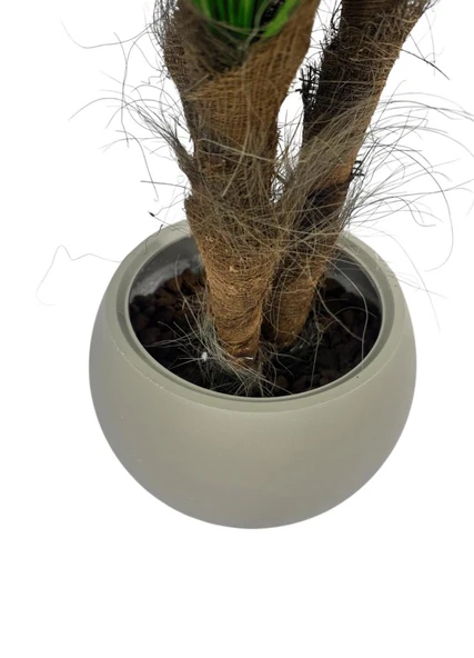 Yapay Ağaç Yukka Sarı Şeritli Draceena Ağacı Mokka Kahve Küre Saksıda 120*50cm 54 Yapraklı - 3