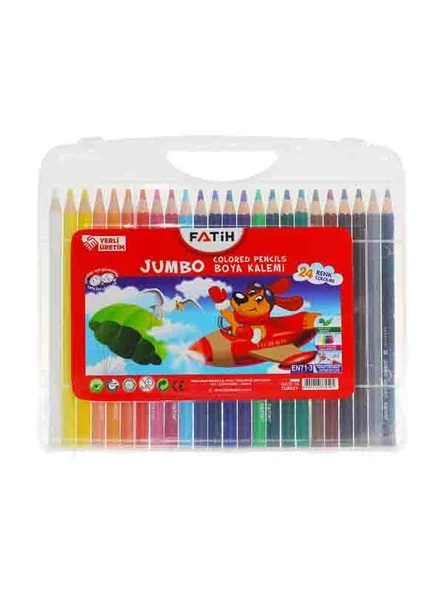 Fatih Kuru Boya Kalemi Jumbo Tam Boy 24 Renk Çantalı ürün görseli 1