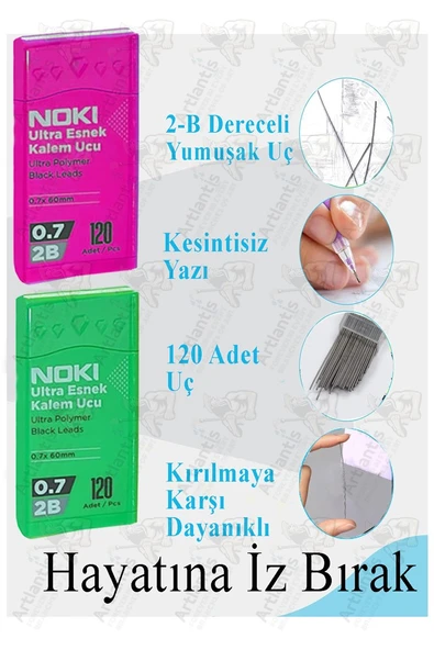 Kalem Ucu 120 li 0.7 mm 2B 4 Paket Noki Çoklu Versatil Kalem Uç Mekanik Uçlu Otomatik Kurşun Kalem Ucu 60 mm Yumuşak - 2