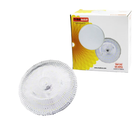 NİSALUCE EAMP-020K/B MİKA KRİSTAL CAMLI 20W UFO LED AMPUL BEYAZ=6500K (5284) - Resim 2