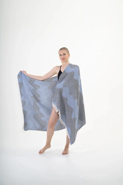 Halikarnas Lacivert & Mavi Peştemal %100 Pamuk - 4