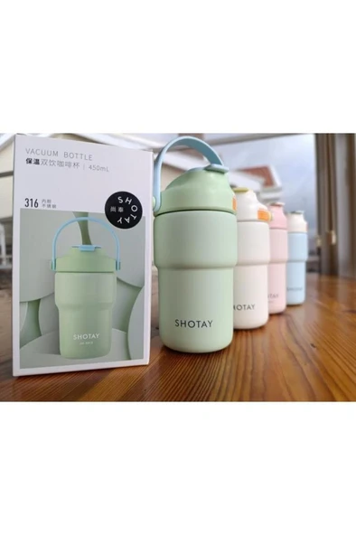 Shotay Askili Mug Pastel Renk 450 Ml.Beyaz ST-8099 - Resim 6